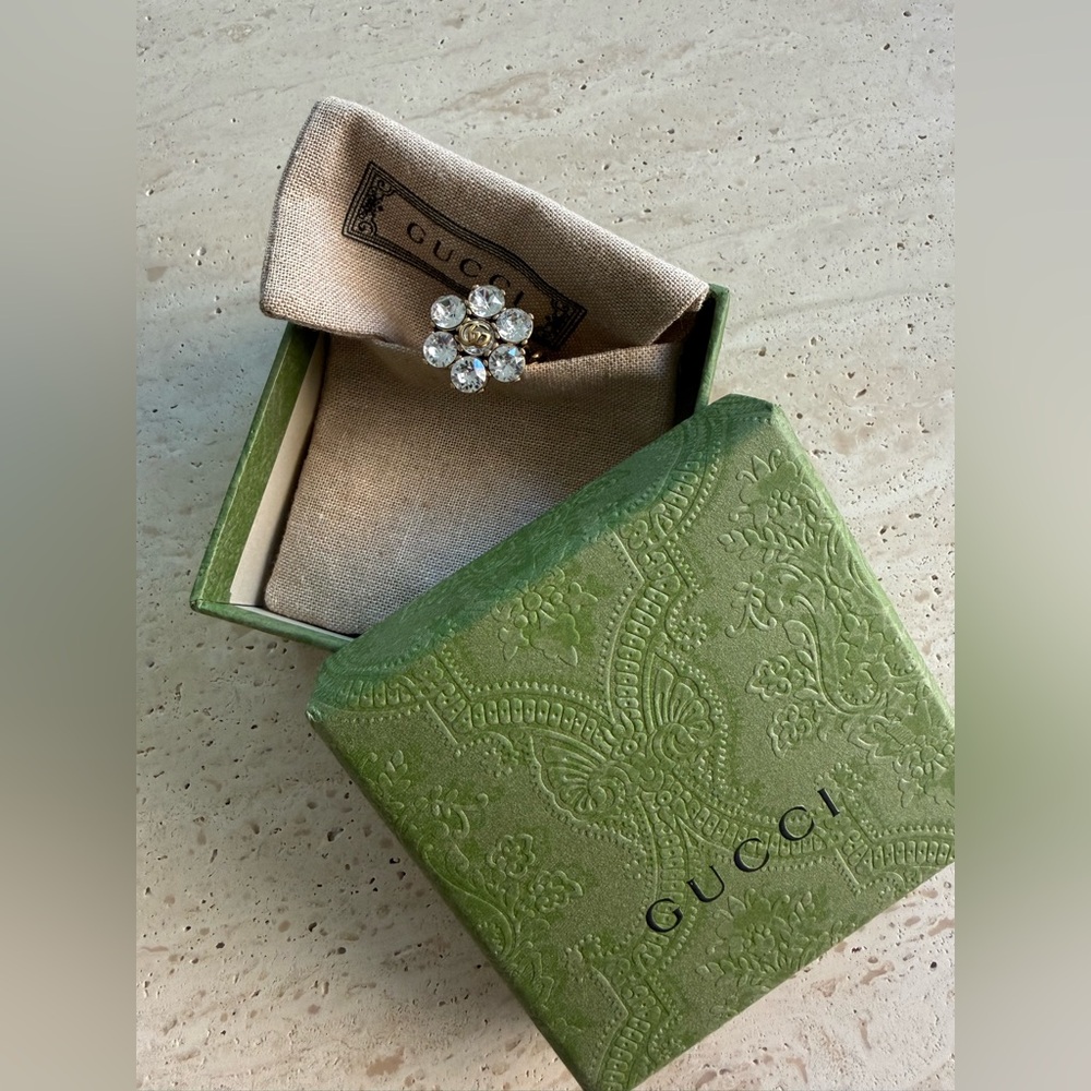 NWT GUCCI GG Marmont Crystal Ring  Designer Size: M / IT 16 - Picture 16 of 16